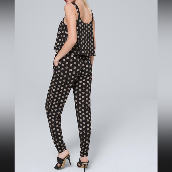 NWOT🌛 WHBM Matte Jersey Metallic Print Jumpsuit Size SP - Picture 2 of 6